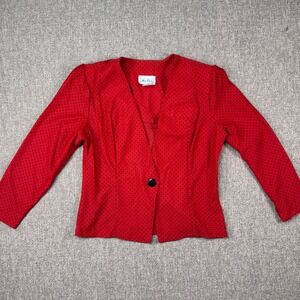 Vintage Miss Dorby Red Polka‎ Dot Blazer Made USA 80s Retro Jacket